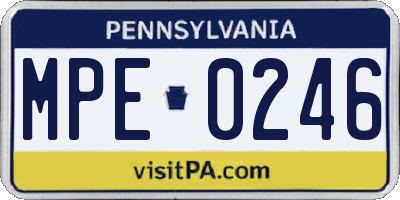 PA license plate MPE0246