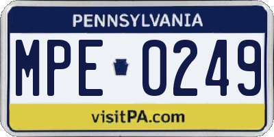 PA license plate MPE0249