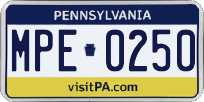 PA license plate MPE0250