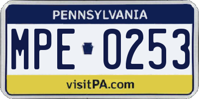PA license plate MPE0253