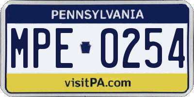 PA license plate MPE0254