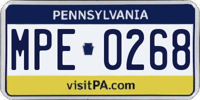 PA license plate MPE0268