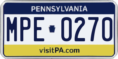 PA license plate MPE0270