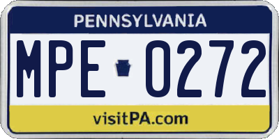 PA license plate MPE0272