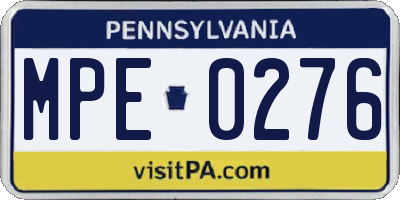 PA license plate MPE0276