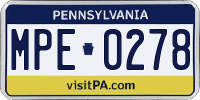 PA license plate MPE0278