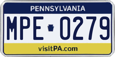 PA license plate MPE0279