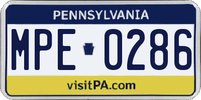 PA license plate MPE0286