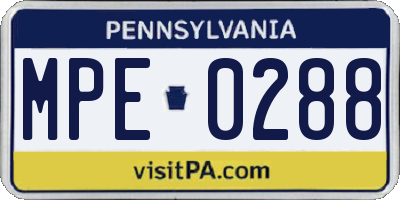PA license plate MPE0288
