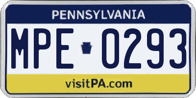 PA license plate MPE0293
