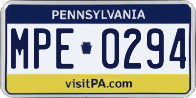 PA license plate MPE0294