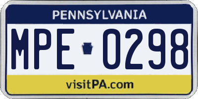 PA license plate MPE0298