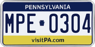 PA license plate MPE0304