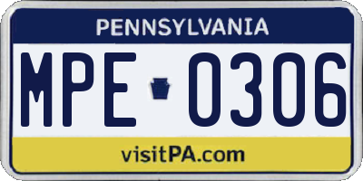 PA license plate MPE0306