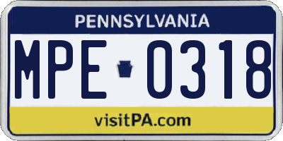PA license plate MPE0318