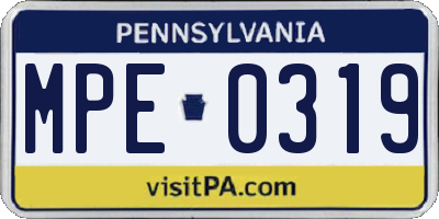PA license plate MPE0319