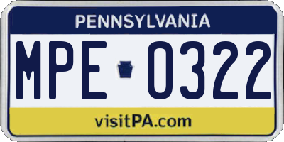 PA license plate MPE0322