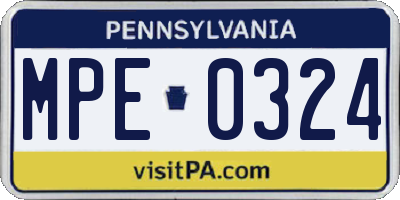 PA license plate MPE0324