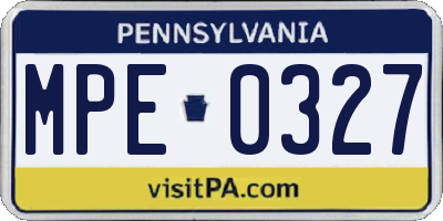 PA license plate MPE0327
