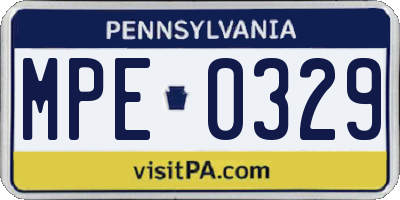 PA license plate MPE0329