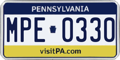 PA license plate MPE0330