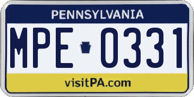 PA license plate MPE0331