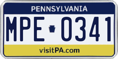 PA license plate MPE0341