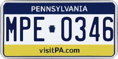 PA license plate MPE0346