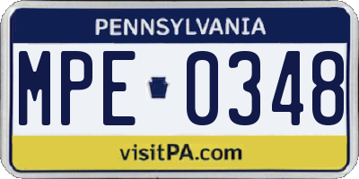 PA license plate MPE0348