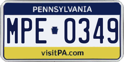 PA license plate MPE0349