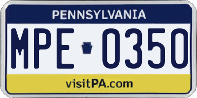 PA license plate MPE0350