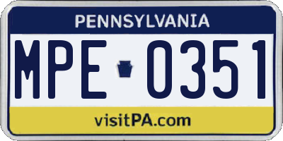 PA license plate MPE0351