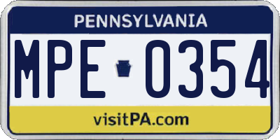 PA license plate MPE0354