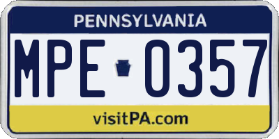 PA license plate MPE0357