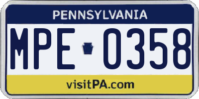 PA license plate MPE0358