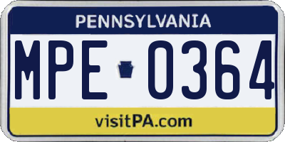 PA license plate MPE0364
