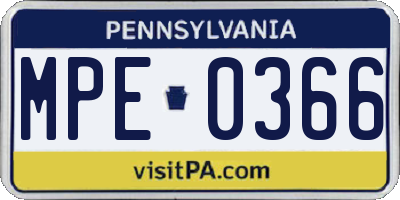 PA license plate MPE0366