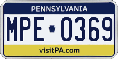 PA license plate MPE0369