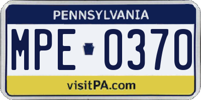 PA license plate MPE0370