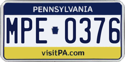 PA license plate MPE0376