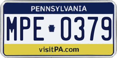 PA license plate MPE0379