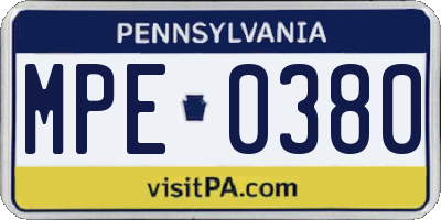 PA license plate MPE0380