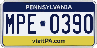 PA license plate MPE0390