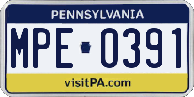 PA license plate MPE0391