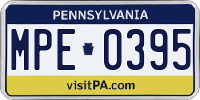 PA license plate MPE0395