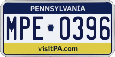 PA license plate MPE0396