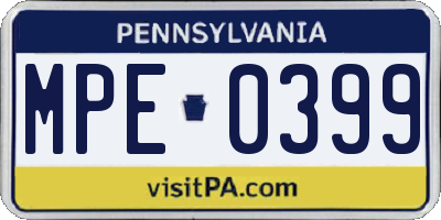 PA license plate MPE0399