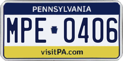 PA license plate MPE0406