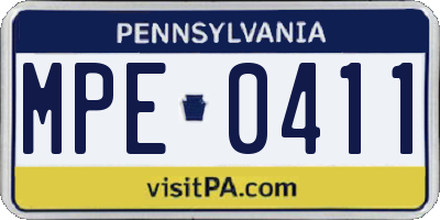 PA license plate MPE0411