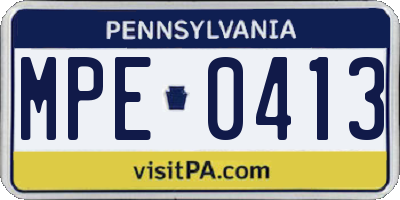 PA license plate MPE0413